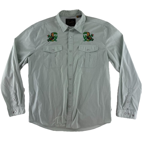 Howler Brothers Other - Howler Bros Gaucho Snapshirt  Embroidered Toucans Mens  Large Green Western